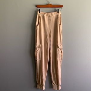 Nasty Gal Nude Ribbed Cargo Joggers